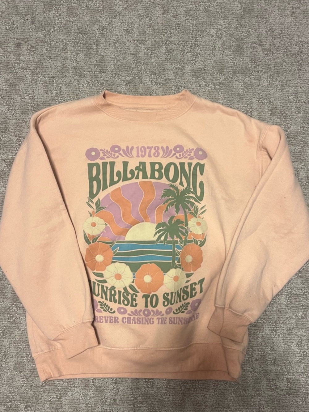 Billabong Peach Graphic Sunset Crewneck